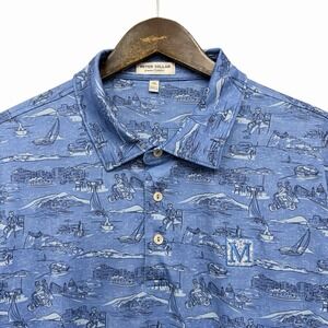 Peter Millar Summer Comfort Mens Sz XL Italian Escape Blue Performance Golf Polo